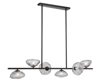 ZECCA 6 LIGHT LINEAR PENDANT BLACK AND SMOKE GLASS